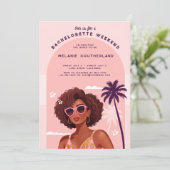 Retro Beach Bachelorette Weekend Route Kaart (Staand voorkant)