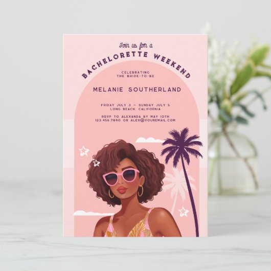 Retro Beach Bachelorette Weekend Route Kaart (Staand voorkant)