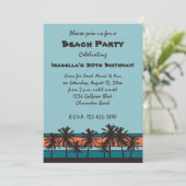 Retro Beach Birthday Party-uitnodigingen Kaart (Staand voorkant)