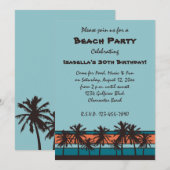 Retro Beach Birthday Party-uitnodigingen Kaart (Voorkant / Achterkant)