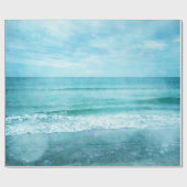 Retro Beach - Blauwgroen blauwe Waterverf voor de Cadeaupapier (Vlak)