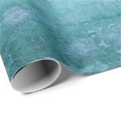 Retro Beach - Blauwgroen blauwe Waterverf voor de Cadeaupapier (Rol Hoek)