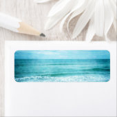 Retro Beach - Blauwgroen blauwe Waterverf voor de  Etiket (Insitu)