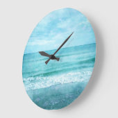 Retro Beach - Blauwgroen Blauwe Waterverf voor de  Grote Klok (Hoek)