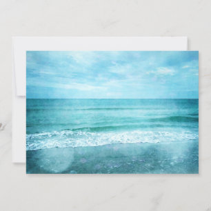 Retro Beach - Blauwgroen blauwe Waterverf voor de  Kaart