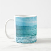 Retro Beach - Blauwgroen blauwe Waterverf voor de  Koffiemok (Links)