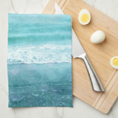 Retro Beach - Blauwgroen blauwe Waterverf voor de  Theedoek (Quarter Fold)