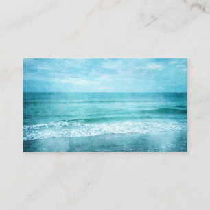 Retro Beach - Blauwgroen blauwe Waterverf voor de  Visitekaartje
