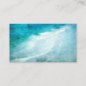 Retro Beach - Blauwgroen blauwe Waterverf voor de  Visitekaartje (Voorkant)