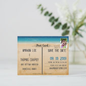  Retro Beach Briefkaart Foto Sla de datum op (Staand voorkant)