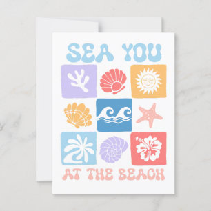 Retro Beach Briefkaart - "Zee u aan het strand"