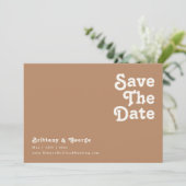Retro Beach | Bruin horizontaal sparen de datum Save The Date (Staand voorkant)