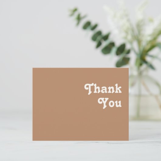 Retro Beach | Bruin huwelijk Dank u Briefkaart (Staand voorkant)