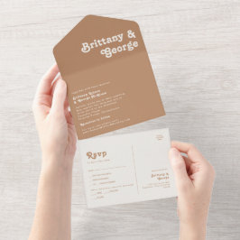 Retro Beach | Bruin zegel en verzenden All In One Uitnodiging