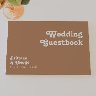 Retro Beach bruine bruiloft Guestbook Gastenboek