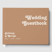 Retro Beach | bruine bruiloft Guestbook Gastenboek (Voorkant)