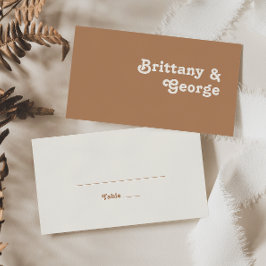 Retro Beach | Bruine platte bruiloft Plaatskaartje