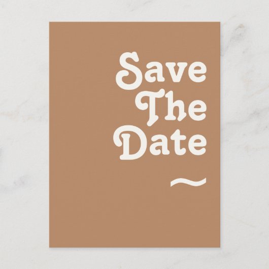 Retro Beach | Bruine Save The Date-ansichtkaart Uitnodiging Briefkaart (Voorkant)