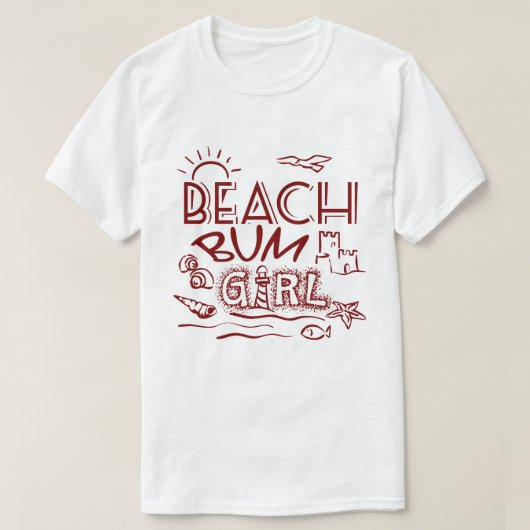 Retro Beach Bum Girl T shirt (Design voorkant)