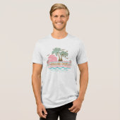 Retro Beach Bum Tropisch Thema Palmbomen Tri-Blend Shirt (Voorkant volledig)