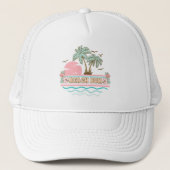 Retro Beach Bum Tropisch Thema Palmbomen Trucker Pet (Voorkant)