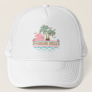 Retro Beach Bum Tropisch Thema Palmbomen Trucker Pet
