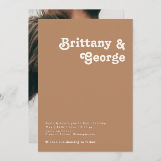 Retro Beach | Casual bruin fotoMonogram Kaart (Voorkant / Achterkant)