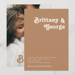 Retro Beach   Casual bruin fotoMonogram Kaart