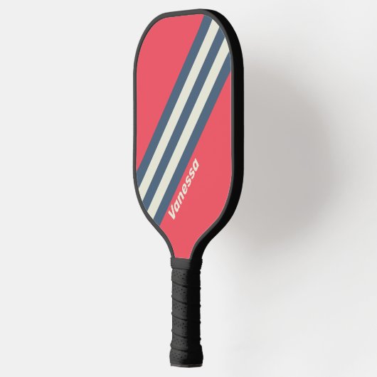 Retro Beach Club Stripes met naam Pickleball Paddle (Links)