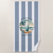 Retro Beach Club Verjaardag Custom Cabana Stripes Strandlaken (Voorkant)