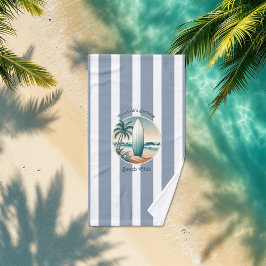 Retro Beach Club Verjaardag Custom Cabana Stripes Strandlaken