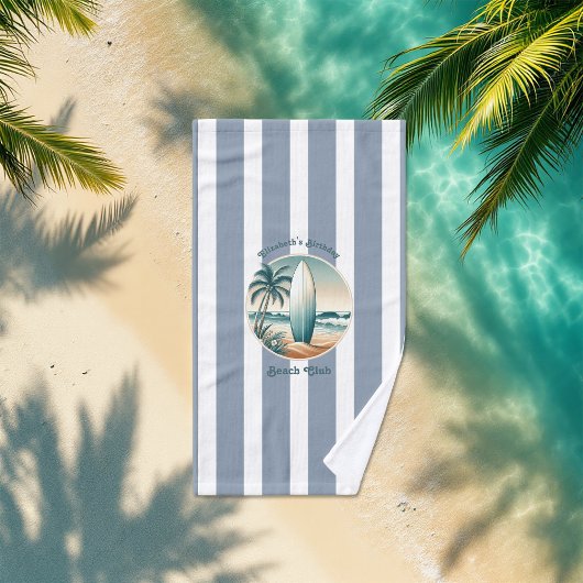 Retro Beach Club Verjaardag Custom Cabana Stripes Strandlaken