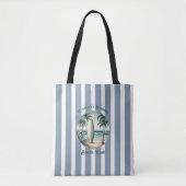 Retro Beach Club Verjaardag Gestreepte Aangepaste Tote Bag (Voorkant)