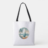 Retro Beach Club Verjaardag Gestreepte Aangepaste Tote Bag (Achterkant)