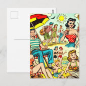 Retro Beach Comics Briefkaart (Voorkant / Achterkant)