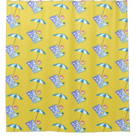 Retro Beach Crab Towel Umbrella Custom Yellow Douchegordijn