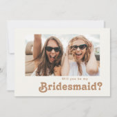 Retro Beach | Creditcard Ivory Photo Bridesmaid Kaart (Voorkant)