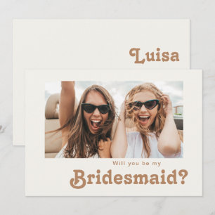 Retro Beach   Creditcard Ivory Photo Bridesmaid Kaart