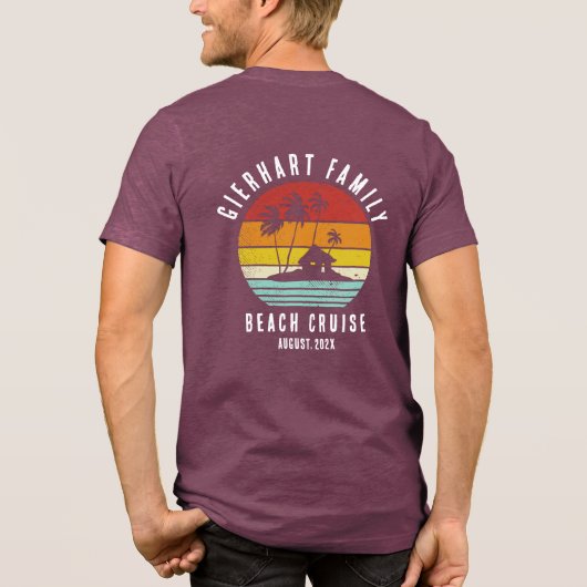 Retro Beach Cruise Familie Reünie Matching Custom Tri-Blend Shirt (Achterkant)