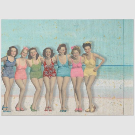  Retro Beach Dames Hebben Plezier In Zwempakken Tissuepapier (Voorkant)