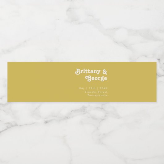 Retro Beach | Etiket voor goudwaterflessen (Enkel label)