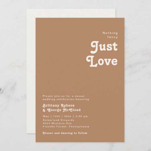 Retro Beach | Fancy bruin huwelijk Kaart (Voorkant / Achterkant)