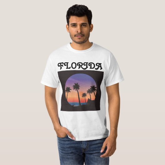 RETRO BEACH FLORIDA PALM BOMEN T-shirts (Voorkant volledig)