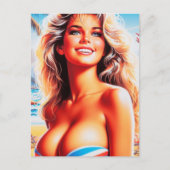 Retro Beach Girl Briefkaart (Voorkant)