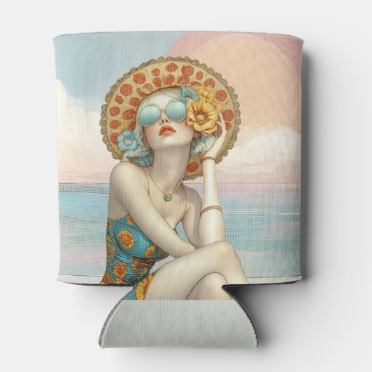 Retro Beach Glam Stijlvolle 21e verjaardag Blikjeskoeler (Achterkant)