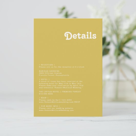 Retro Beach | Gold Details Enclosure Card Informatiekaartje (Staand voorkant)