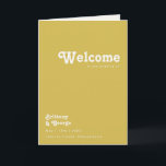 Retro Beach | Gold Folded Wedding Program Programma<br><div class="desc">Dit retro strand | Goudgevouwen bruiloft is perfect voor je eenvoudige , kleurrijke tropische boho-zomerbruiloft. Het unieke bohemische middeleeuwse lettertype geeft dit ontwerp een klassiek, minimalistisch hippiebeeld. Stel dat je op zoek bent naar een design dat heldere, rustige oceaankleuren bevat voor je creatieve 70's strandbruiloft. In dat hoesje zijn dit...</div>