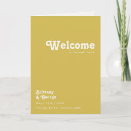 Retro Beach | Gold Folded Wedding Program Programma