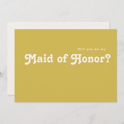 Retro Beach | Gold-Maid of Honor proposal card Kaart (Voorkant / Achterkant)