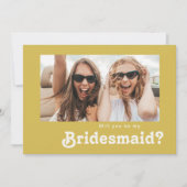 Retro Beach | Gold Photo Bridesmaid-voorstelkaart Kaart (Voorkant)